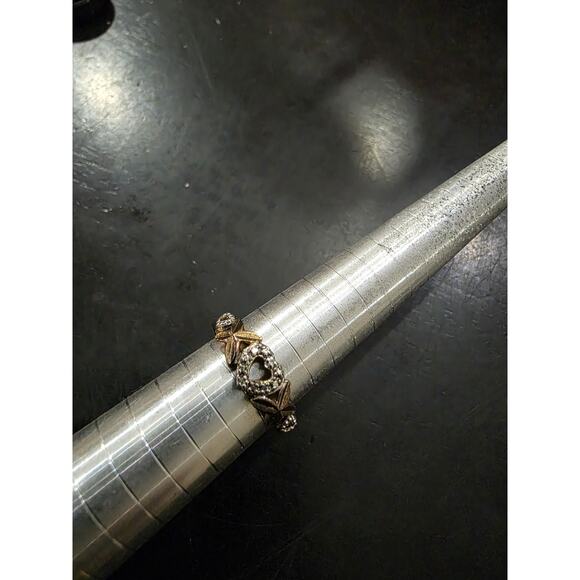 Sterling Silver Heart Shaped Faux Diamond Ring Size 8 - Picture 1 of 3